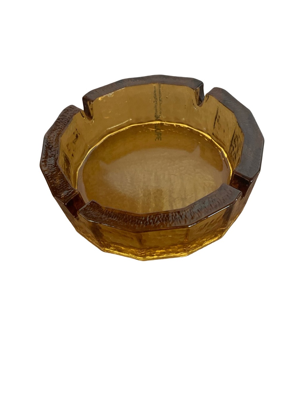 Blenko Glass Ashtray Chunky Pebble Texture Amber Vintage Mid-Century